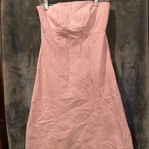 GAP pink & white strapless dress
